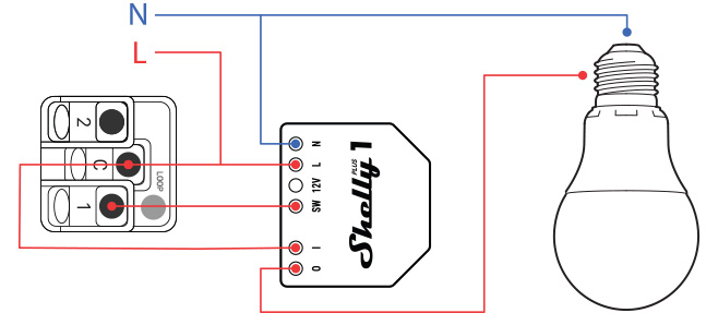Shelly 1 Plus - Standard Switch Wiring