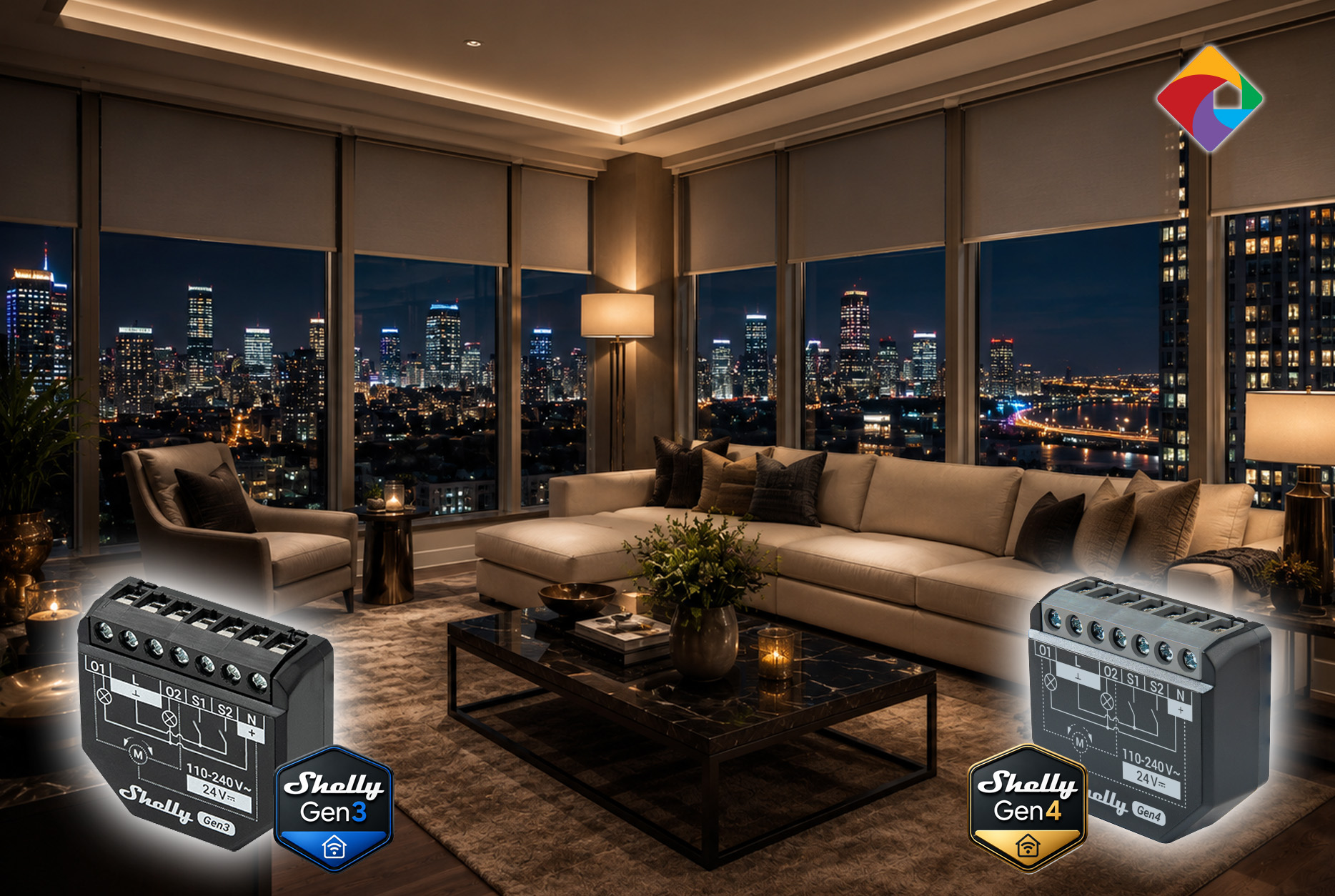 What are the key differences between Shelly 2PM Gen3 & 2PM Gen4 for motorised blind & shutter control?